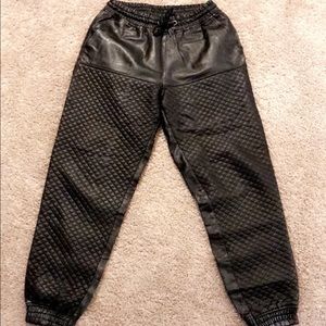 Stylish Black leather sweat pants.